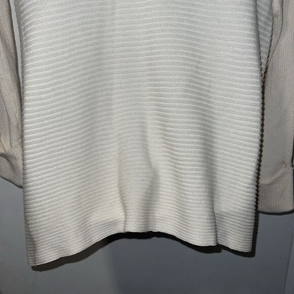 LOGO Lori Goldstein Alabaster Cloudia Ribbed Sweater-M - Picture 6 of 9